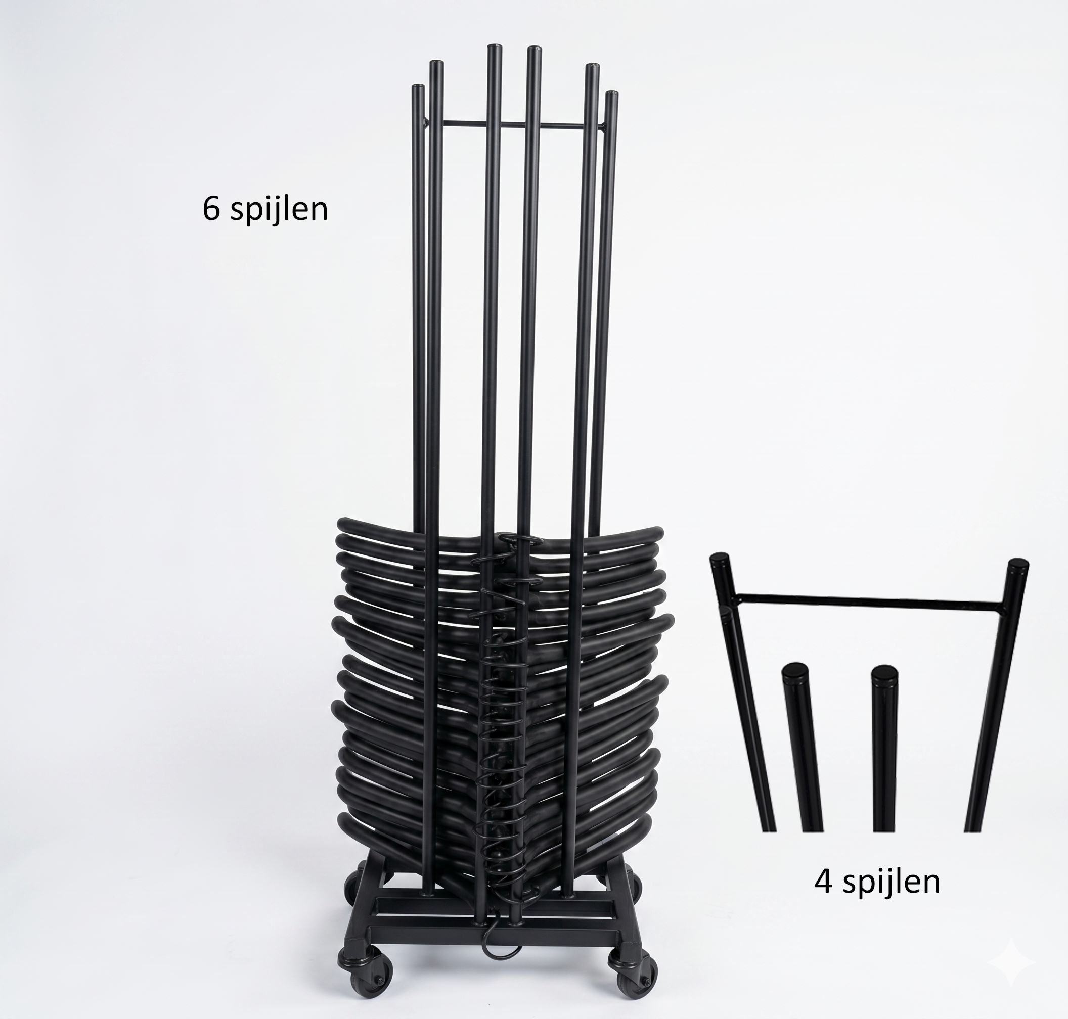 Kleerhangerstandaard met 6 spijlen (HO-033) of 4 spijlen (HO-034)