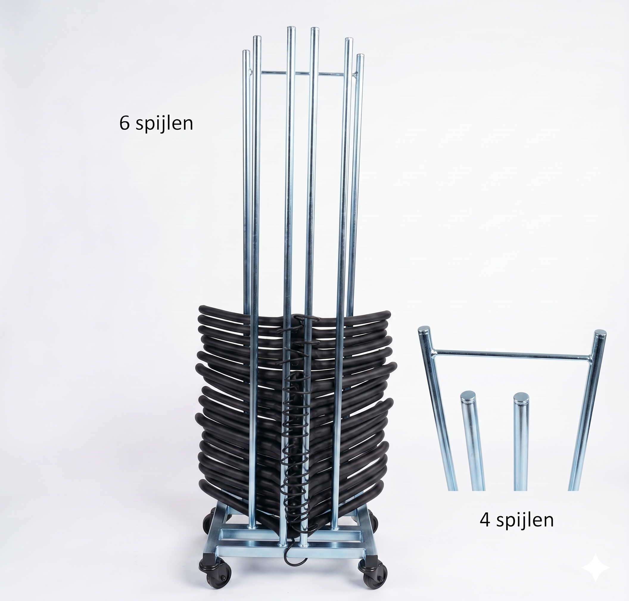 Kleerhangerstandaard met 6 spijlen (HO-033) of 4 spijlen (HO-034)